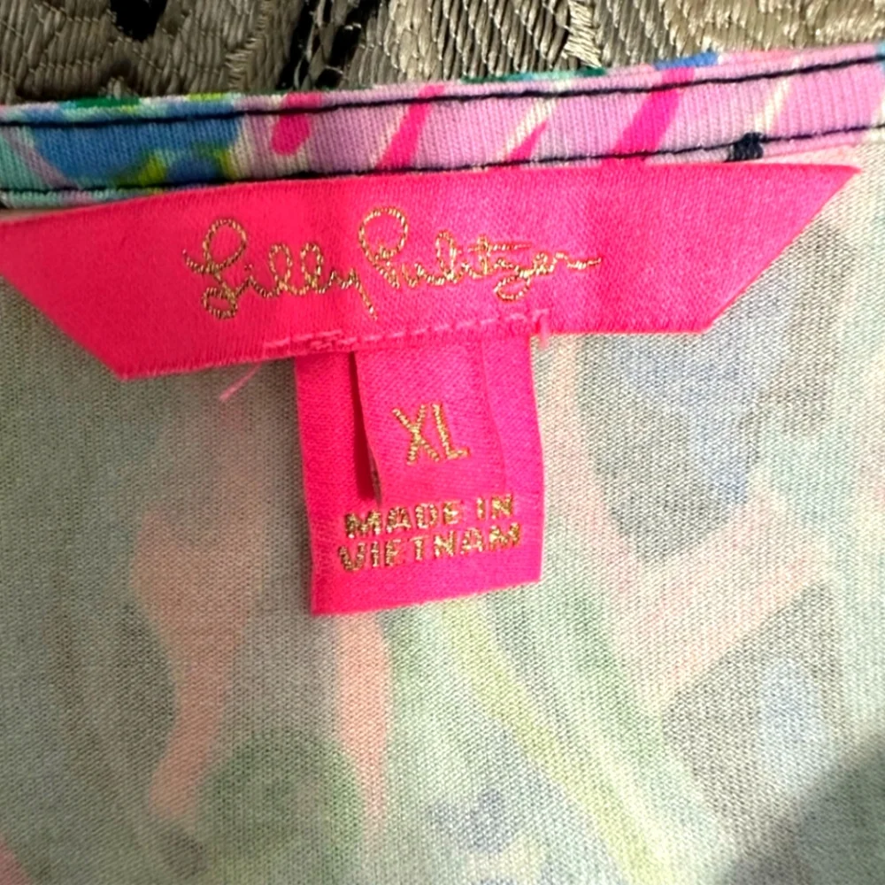 Lilly Pulitzer Vibrant Under the Sea Print Long Sleeve Blouse XL - Picture 4 of 5